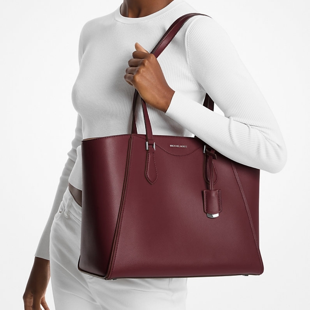Michael Kors Wine Leather Tote Bag